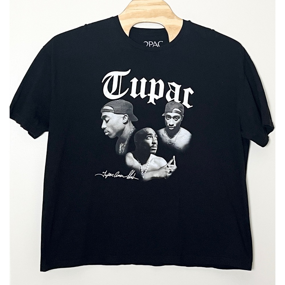 Tupac Shakur Graphic T-Shirt Black 3XL Short Sleeve Cotton Rap Tee 2PAC 2023